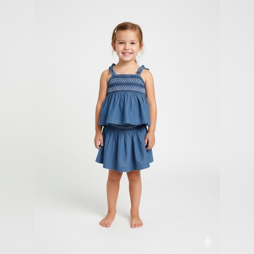 Gap Kids Smocked Peplum Top And Relaxed Smocked Skirt Set